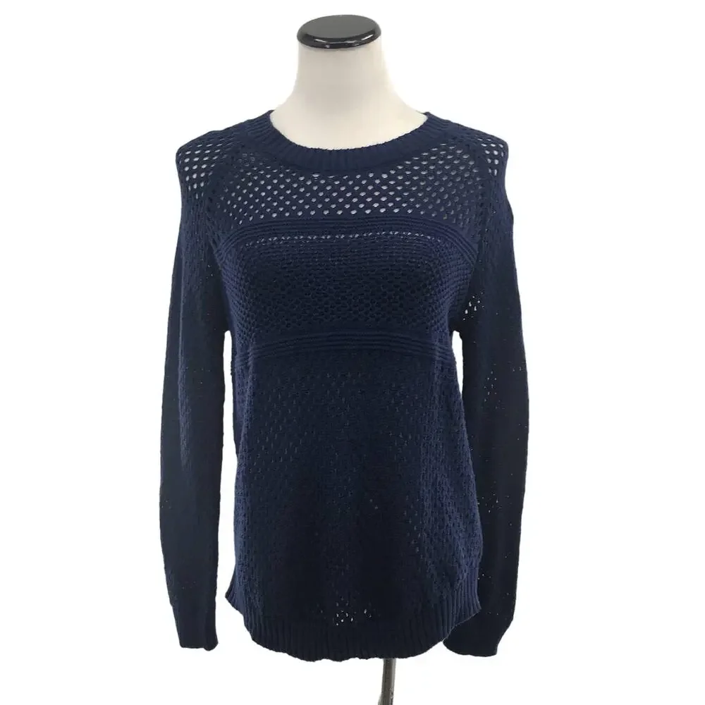 prAna Kokimo Blue Pullover Mesh Sweater